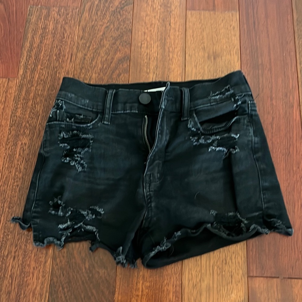 Black high rise jean shorts